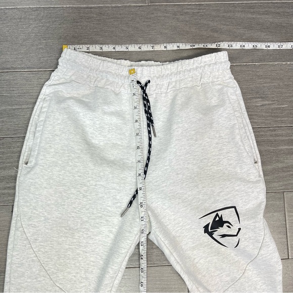 ALPHALETE Light Heather Gray Crop Capri High Rise Sweat Pant Jogger M Gym Lounge - Picture 6 of 13